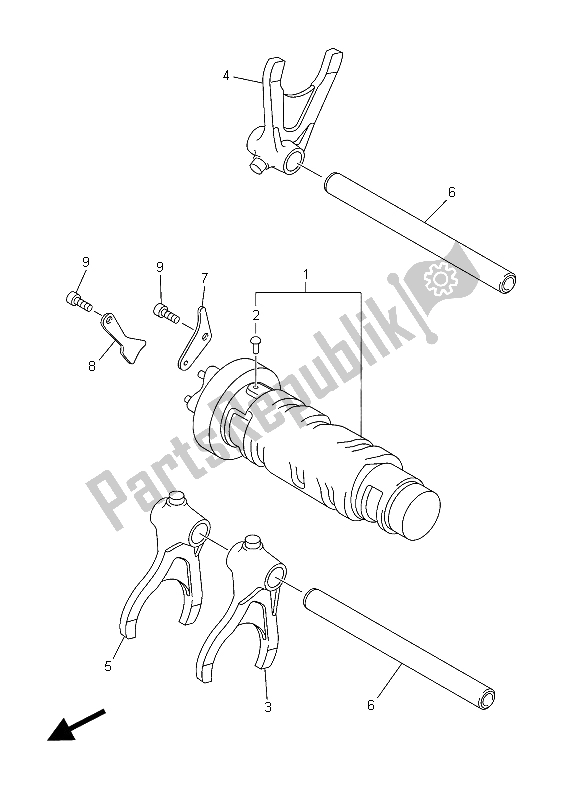 All parts for the Shift Cam & Fork of the Yamaha XJ6 SA 600 2015