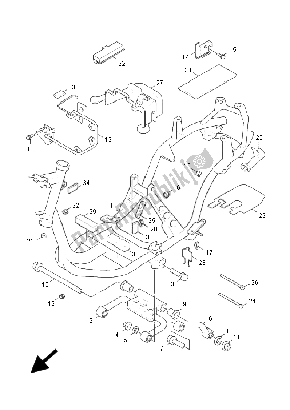 All parts for the Frame of the Yamaha XC 125 Cygnus 2005