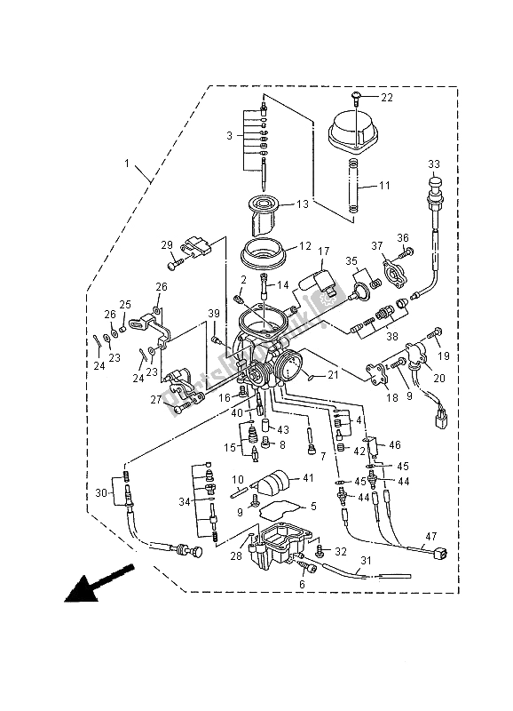 All parts for the Carburetor of the Yamaha XV 1600A Wildstar 2000