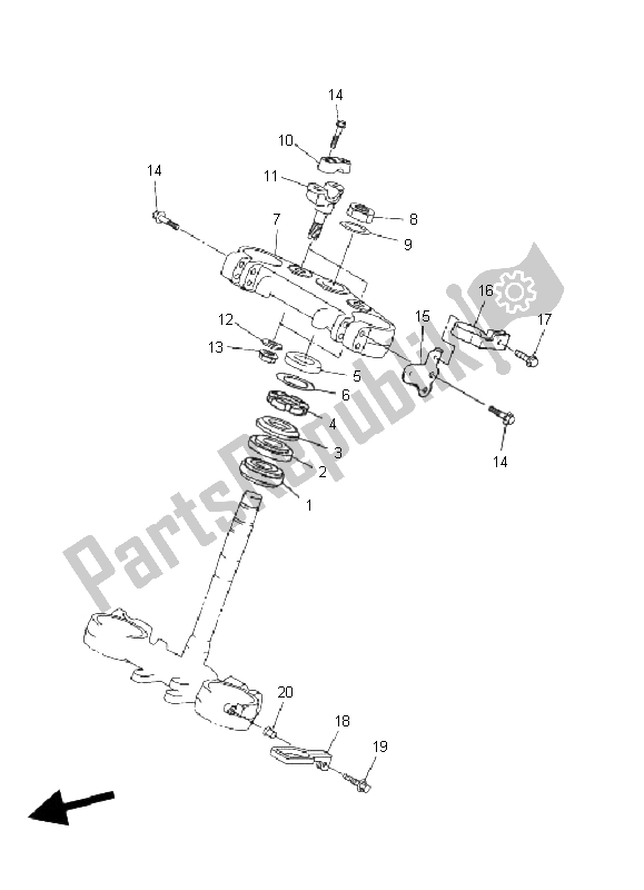 All parts for the Steering of the Yamaha WR 250F 2008