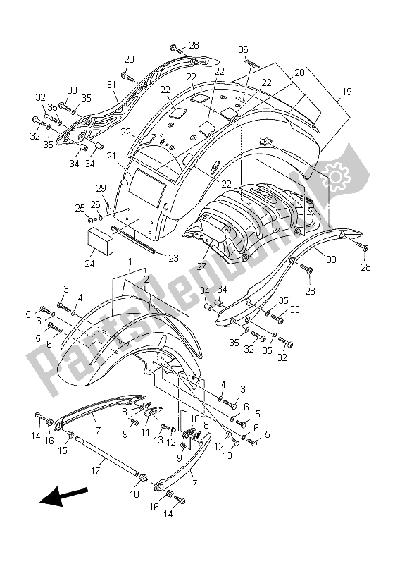 Todas las partes para Defensa de Yamaha XV 1900A Midnight Star 2006