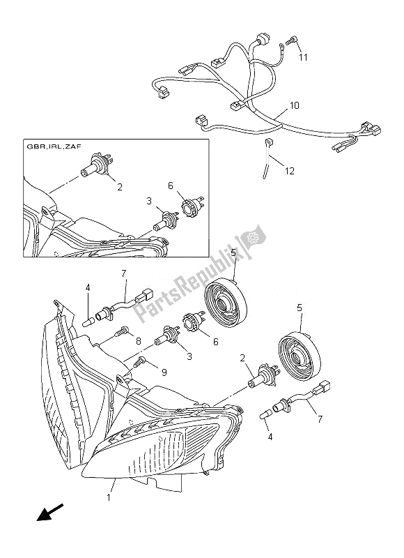 Tutte le parti per il Faro del Yamaha FZ8 S 800 2013