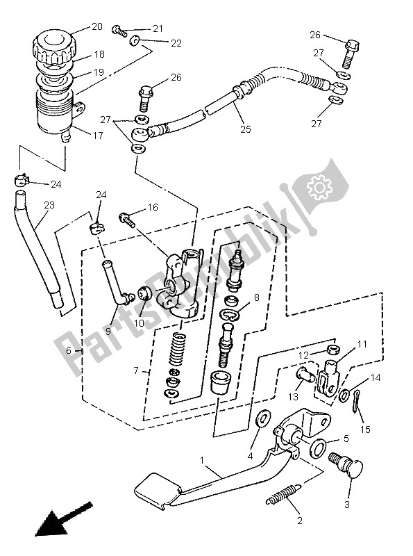 Tutte le parti per il Pompa Freno Posteriore del Yamaha XJ 600N 1996