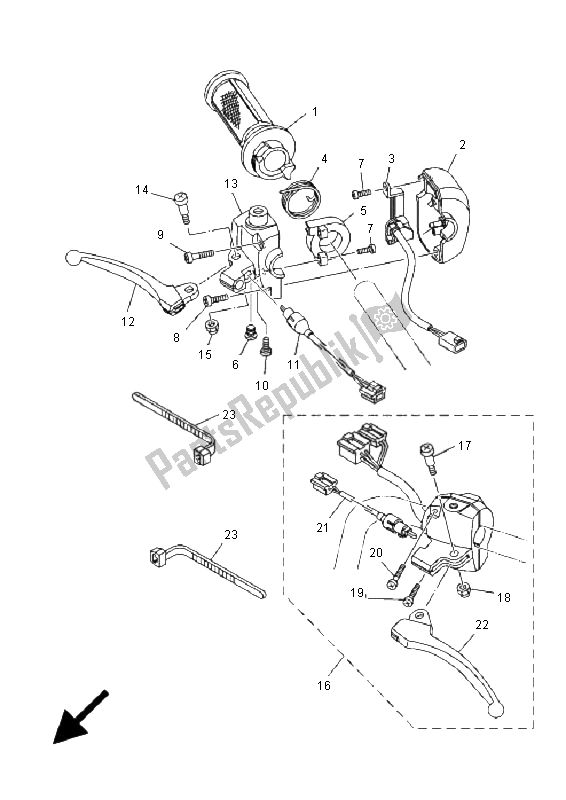 All parts for the Handle Switch & Lever of the Yamaha EC 03 2011