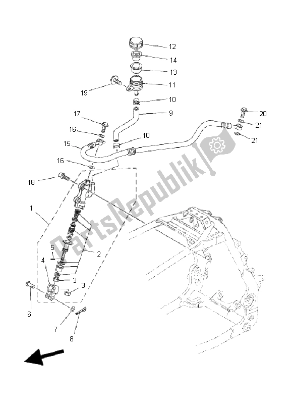 All parts for the Rear Master Cylinder of the Yamaha YFZ 450 2005