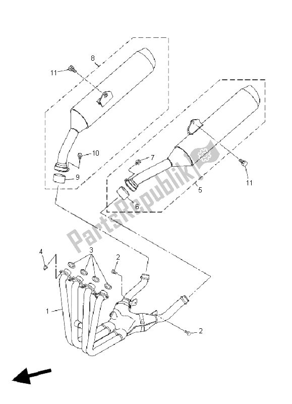 Tutte le parti per il Scarico del Yamaha FJR 1300A 2006