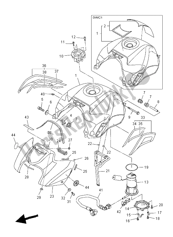 All parts for the Fuel Tank of the Yamaha FZ8 N 800 2012