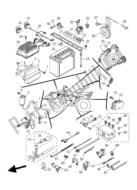 All parts for the Electrical 1 of the Yamaha YFM 700F Grizzly SE 2010