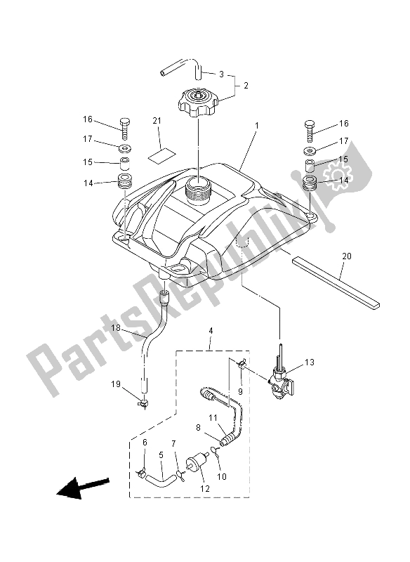 Todas las partes para Depósito De Combustible de Yamaha YFM 90R 2012