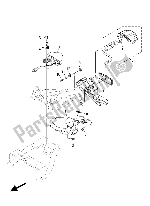 All parts for the Taillight of the Yamaha XJR 1300C 2015