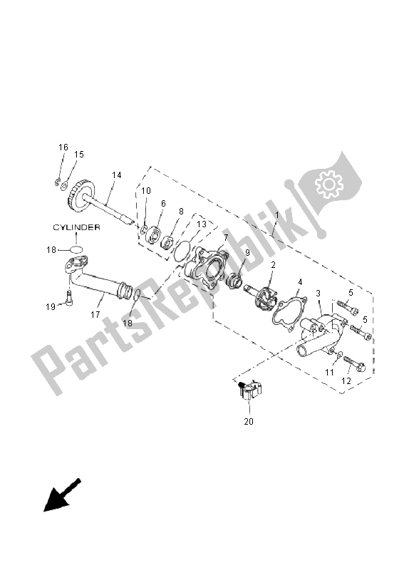 All parts for the Water Pump of the Yamaha VP 250 X City 2009