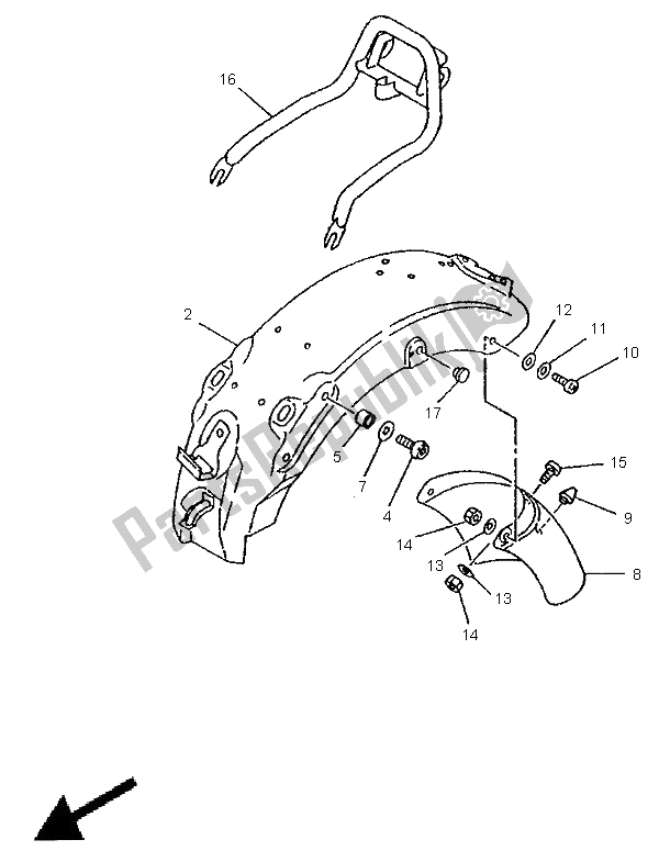 All parts for the Alternate Fender (por,gre) of the Yamaha XV 250 Virago 1996