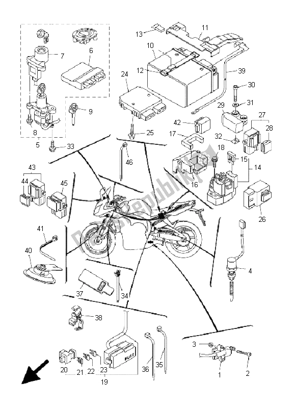 Toutes les pièces pour le électrique 2 du Yamaha FZ1 S Fazer 1000 2008