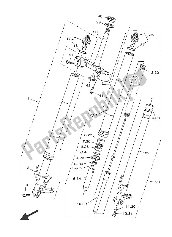 Tutte le parti per il Forcella Anteriore del Yamaha XSR 900 2016