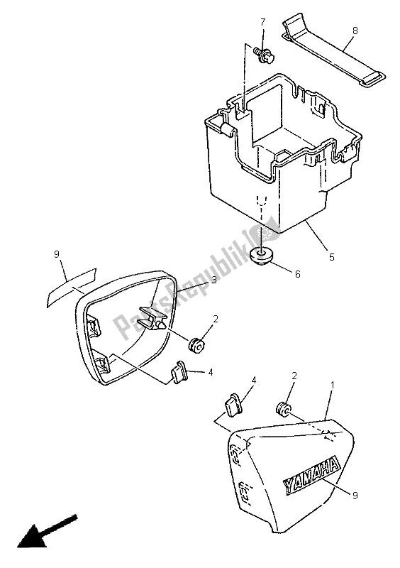 All parts for the Side Cover of the Yamaha XV 250 S Virago 1998