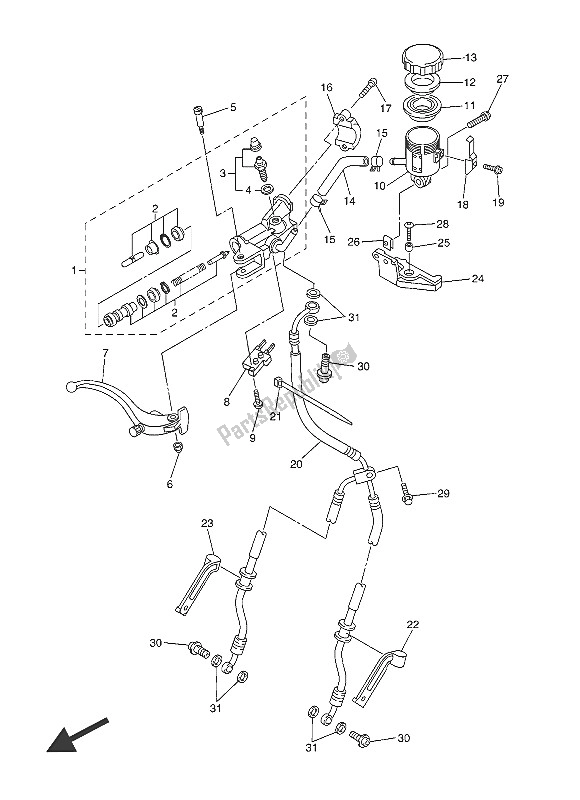 All parts for the Front Master Cylinder of the Yamaha YZF R6 600 2016