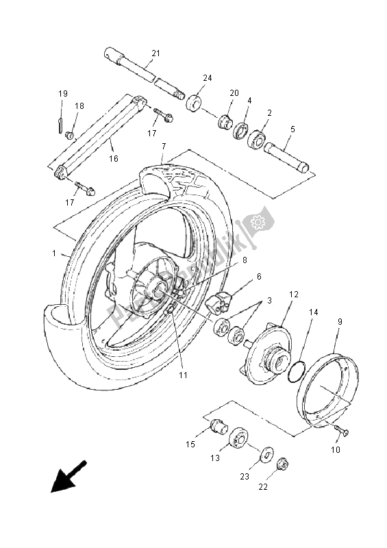 All parts for the Rear Wheel of the Yamaha XJ 900S Diversion 2001