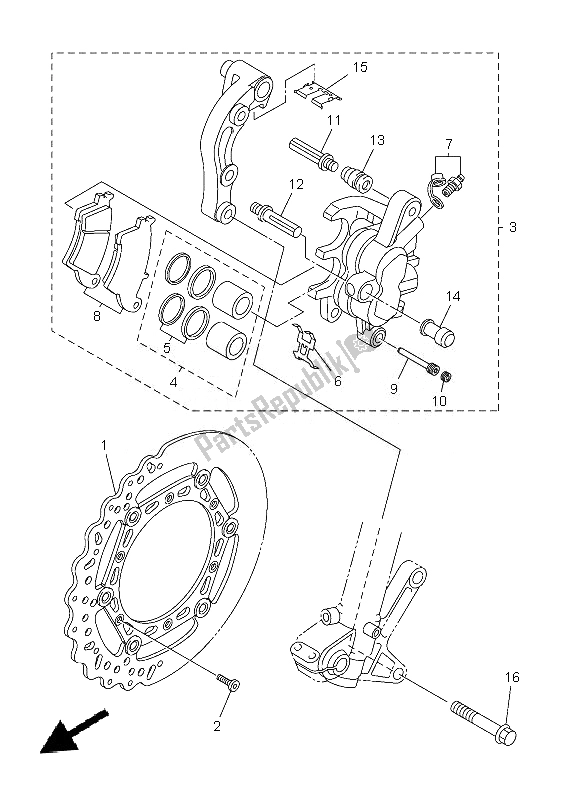 All parts for the Front Brake Caliper of the Yamaha YZ 125 2013