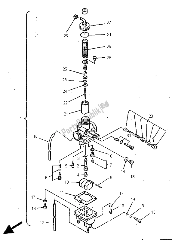 Alle onderdelen voor de Carburator van de Yamaha SR 125 1996