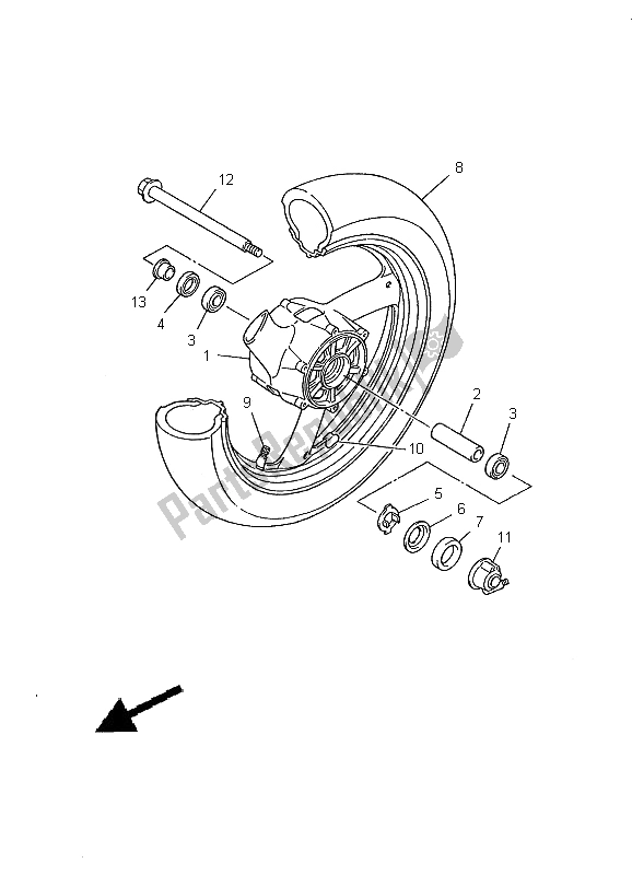 Toutes les pièces pour le Roue Avant du Yamaha XJ 600S Diversion 2000