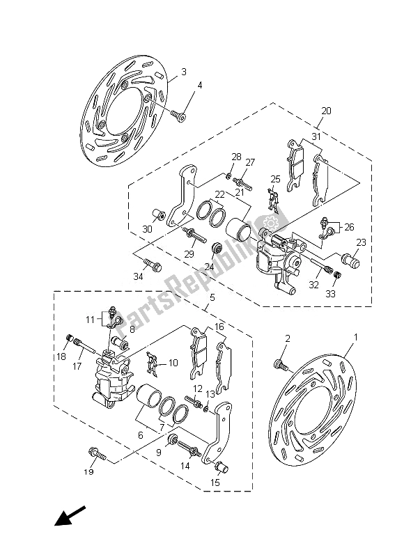 Tutte le parti per il Pinza Freno Anteriore del Yamaha YFM 700 Fgpsed Grizzly 4X4 2013