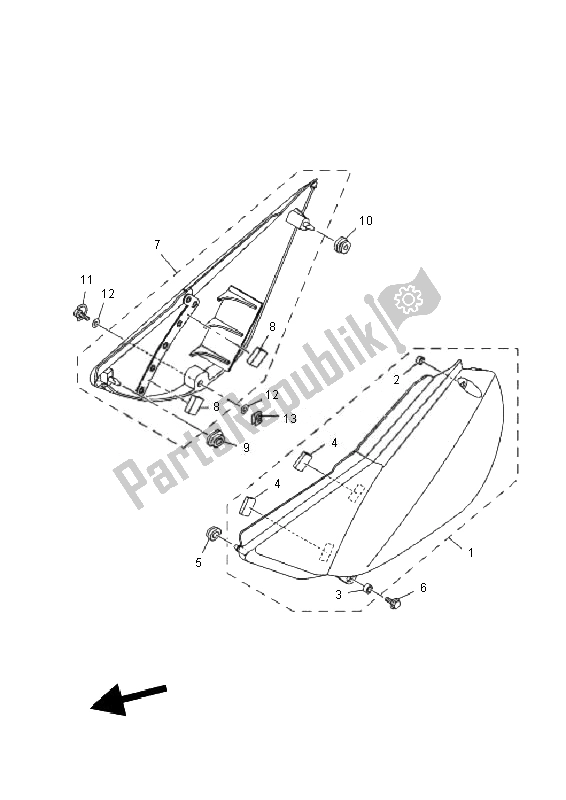 Todas as partes de Tampa Lateral do Yamaha TT R 125 SW LW 2010