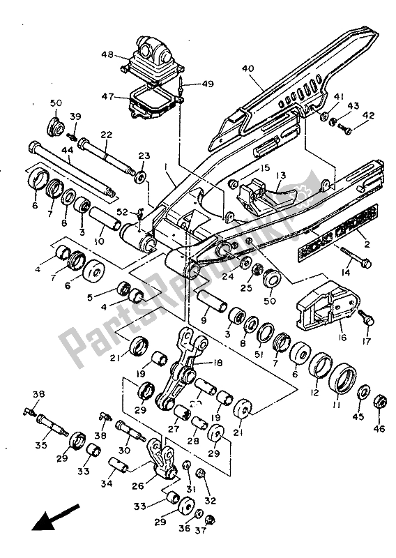 All parts for the Rear Arm of the Yamaha XT 600 1986