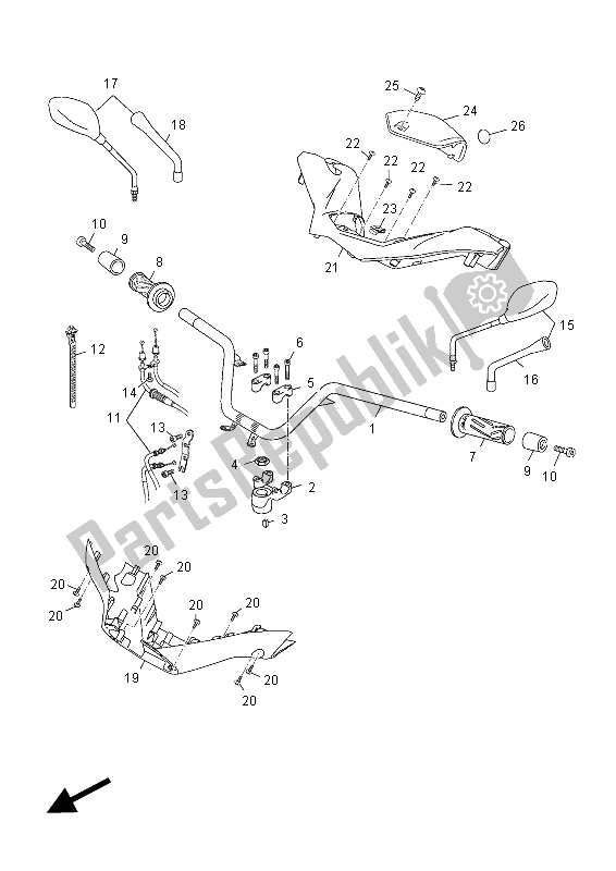 All parts for the Steering Handle & Cable of the Yamaha YP 250 RA X MAX 2012