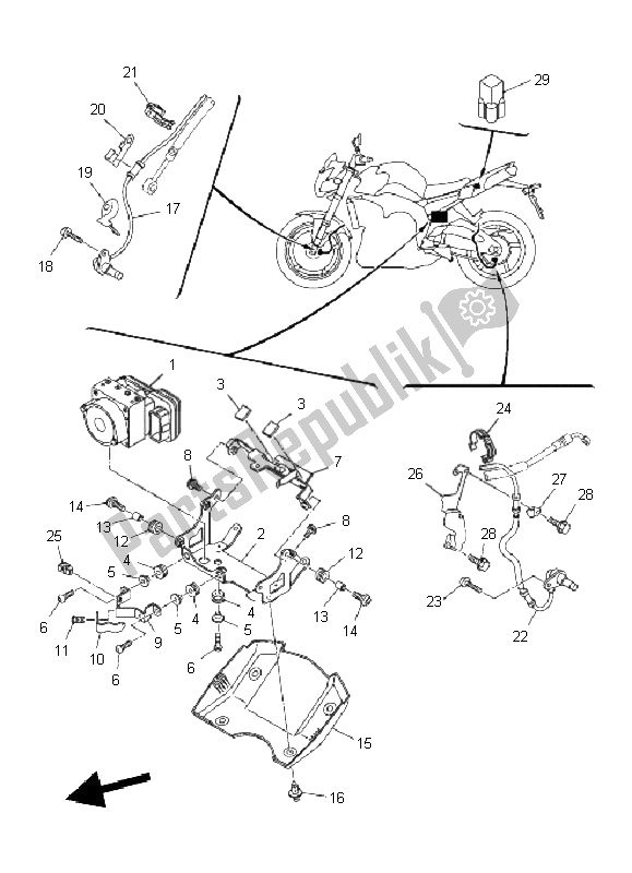 Alle onderdelen voor de Elektrisch 3 van de Yamaha FZ8 NA 800 2011