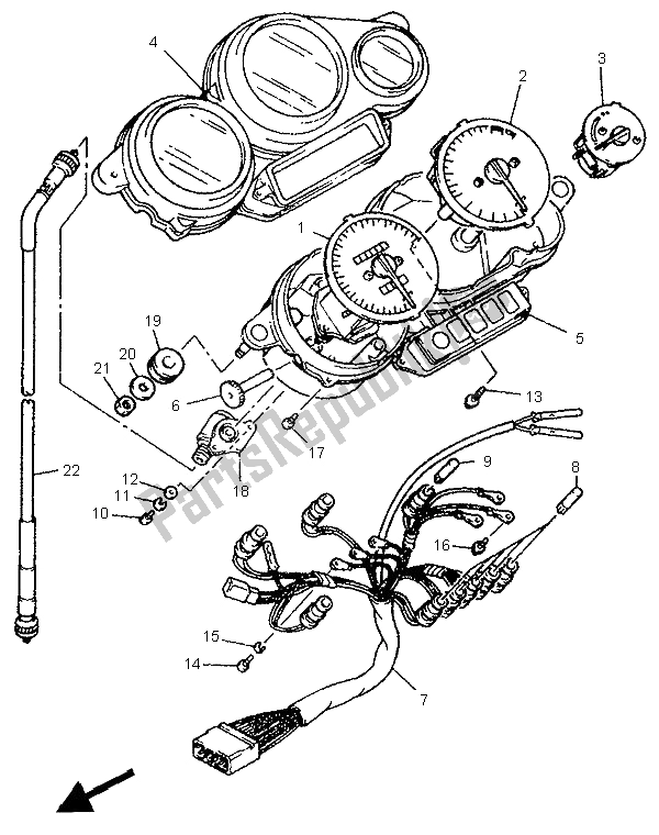 All parts for the Alternate Meter (uk,ir) of the Yamaha YZF 750R 1995