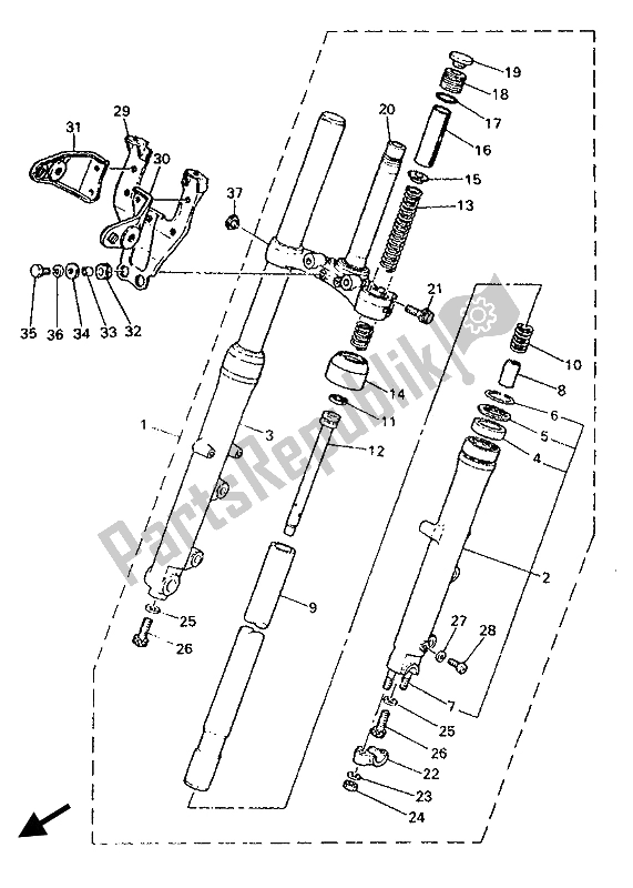 Tutte le parti per il Forcella Anteriore del Yamaha SR 500 1993