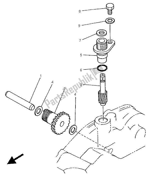 All parts for the Tachometer Gear of the Yamaha DT 125R 1997