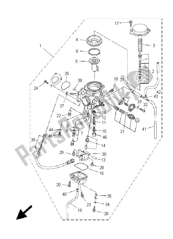 All parts for the Carburetor of the Yamaha YFM 350X Wolverine 2X4 2009