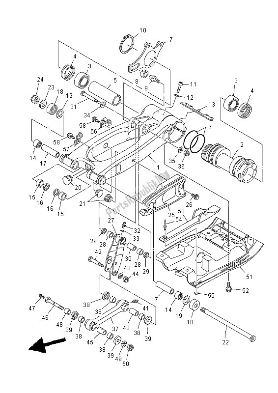 All parts for the Rear Arm of the Yamaha YFM 700R 2014