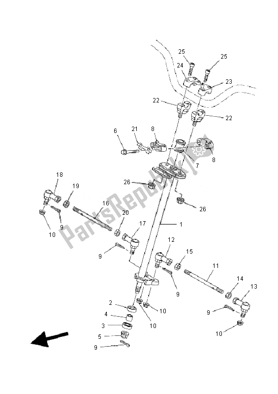 All parts for the Steering of the Yamaha YFM 90R 2010