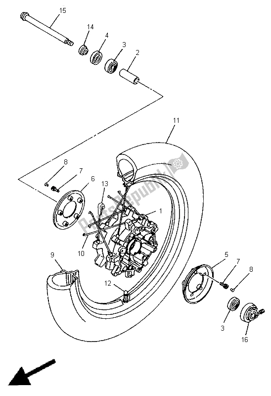 Wszystkie części do Przednie Ko? O Yamaha XV 1100 Virago 1997