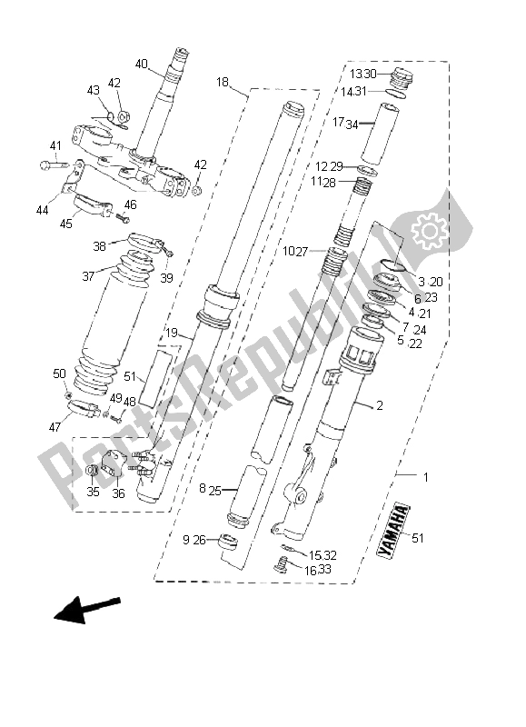 Todas las partes para Tenedor Frontal de Yamaha DT 125 RE 2006