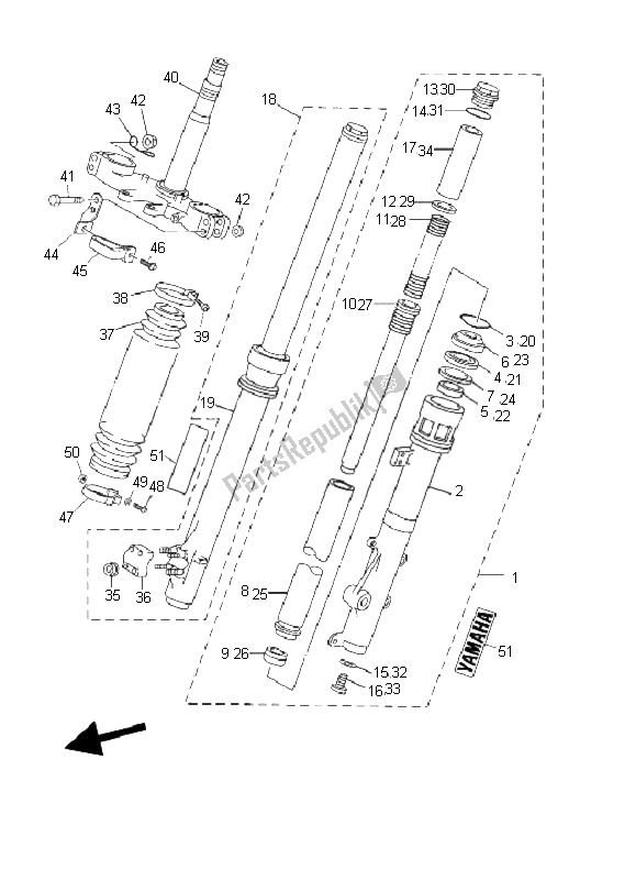 Todas las partes para Tenedor Frontal de Yamaha DT 125 RE 2006