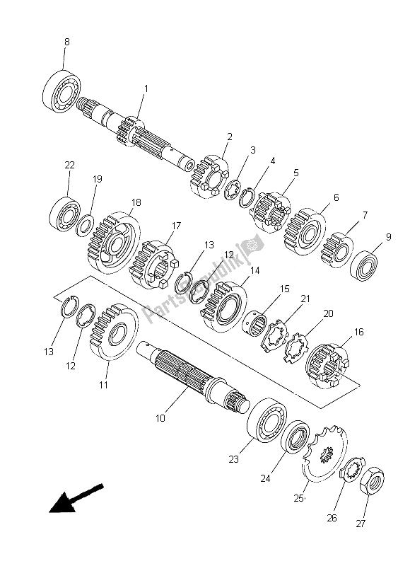 All parts for the Transmission of the Yamaha YFM 250R Raptor 2013