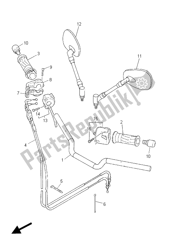 All parts for the Steering Handle & Cable of the Yamaha XJR 1300C 2015