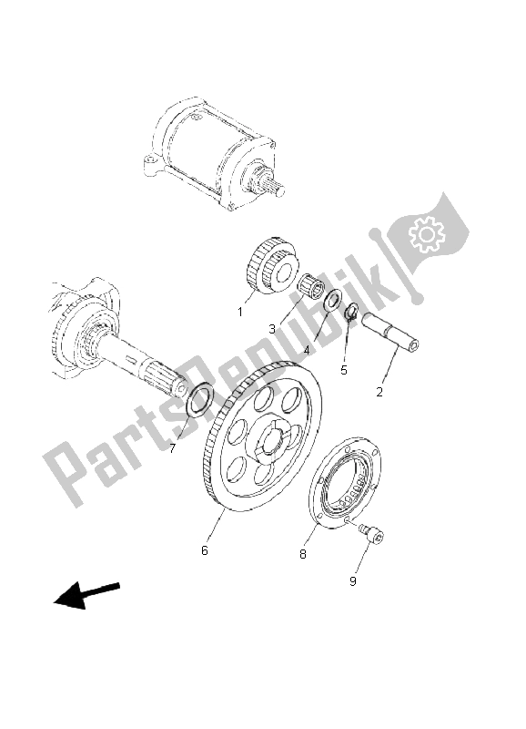 All parts for the Starter Clutch of the Yamaha YFM 450F Kodiak 4X4 2003