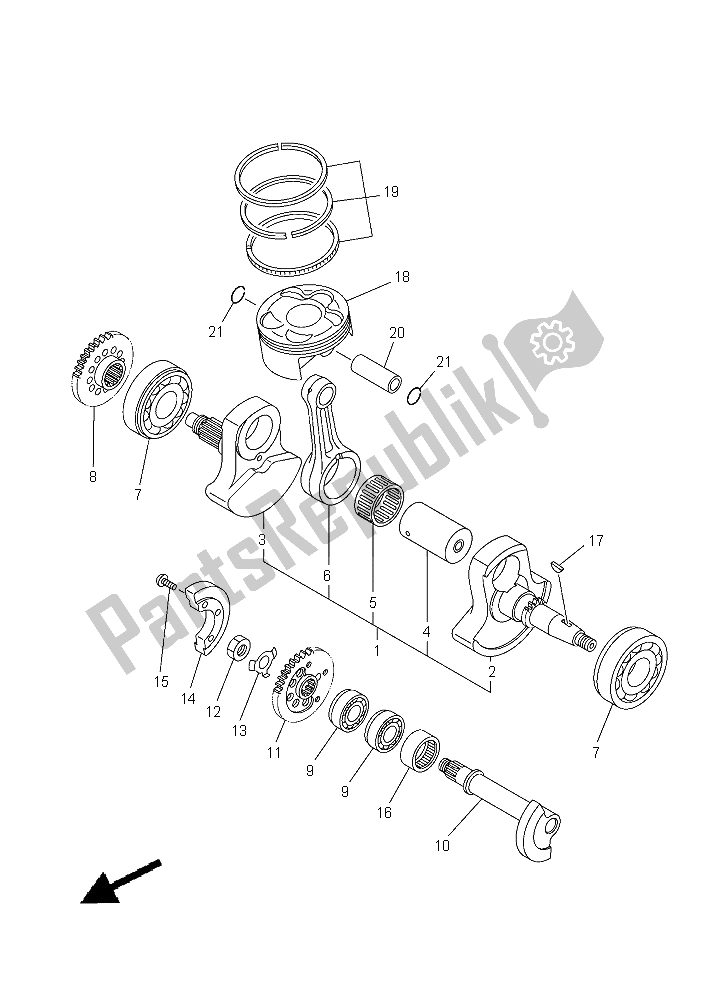 Tutte le parti per il Albero Motore E Pistone del Yamaha YFZ 450R 2015