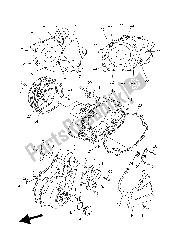 Tutte le parti per il Coperchio Del Carter 1 del Yamaha XT 660R 2004