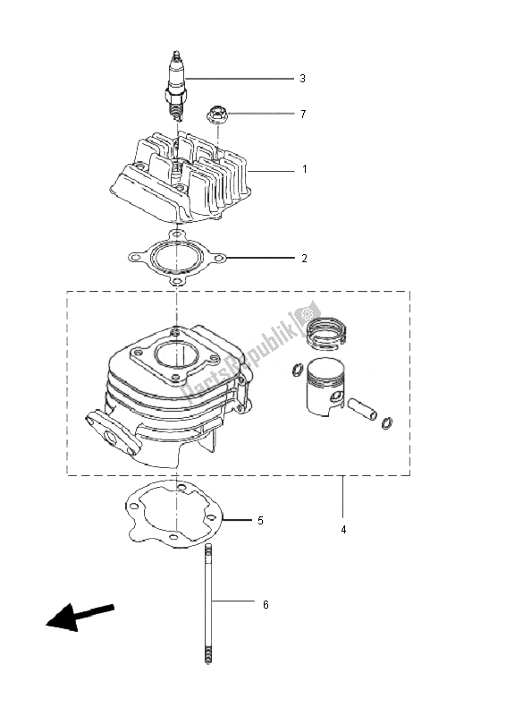 All parts for the Cylinder Head of the Yamaha EW 50N Slider 2010