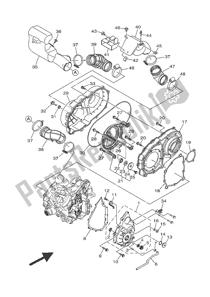 Tutte le parti per il Coperchio Del Carter 1 del Yamaha YXE 700E Yamaha Black 2016