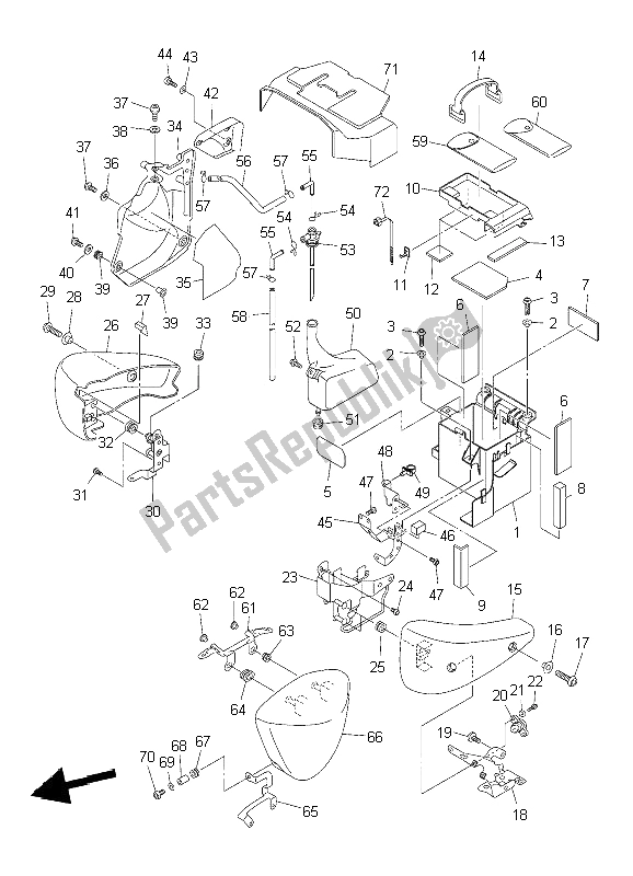 All parts for the Side Cover of the Yamaha XVS 1300A Midnight Star 2009