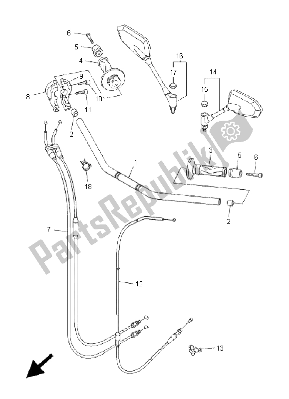 Alle onderdelen voor de Stuurhendel En Kabel van de Yamaha FZ1 NA Fazer 1000 2011