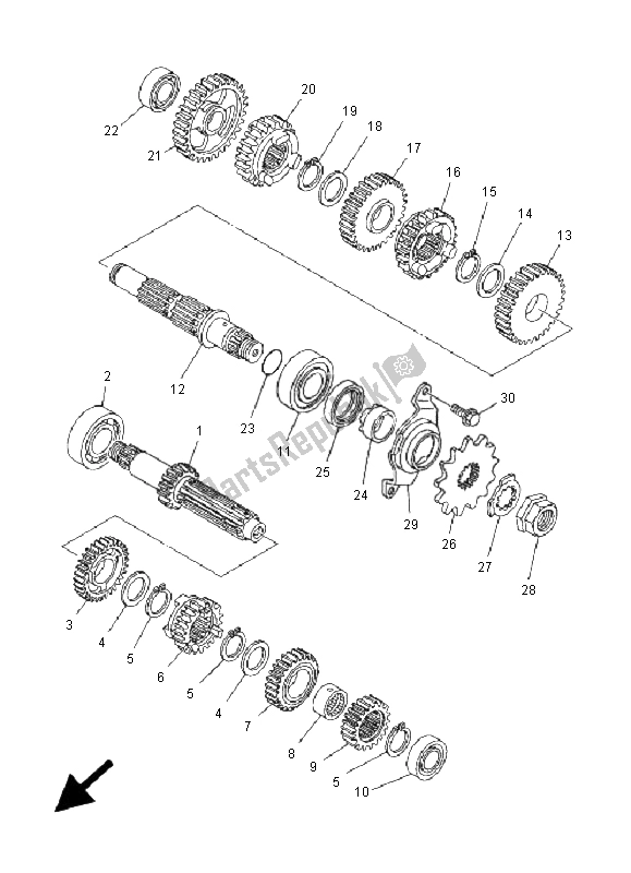 All parts for the Transmission of the Yamaha WR 250F 2001