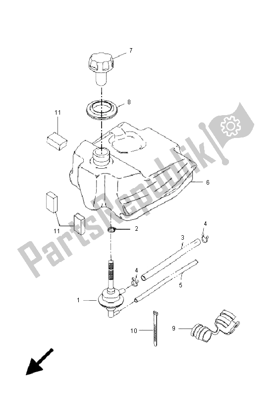 All parts for the Fuel Tank of the Yamaha CW 50N 2011