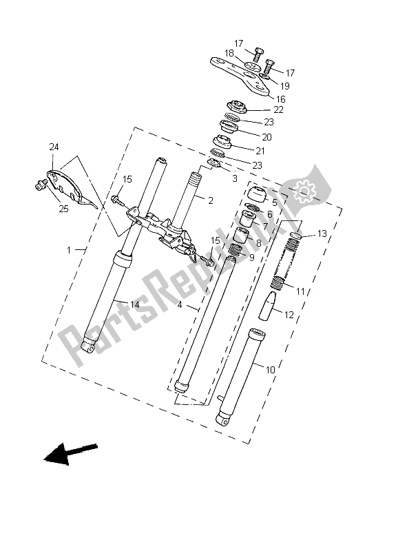All parts for the Front Fork of the Yamaha PW 50 2009